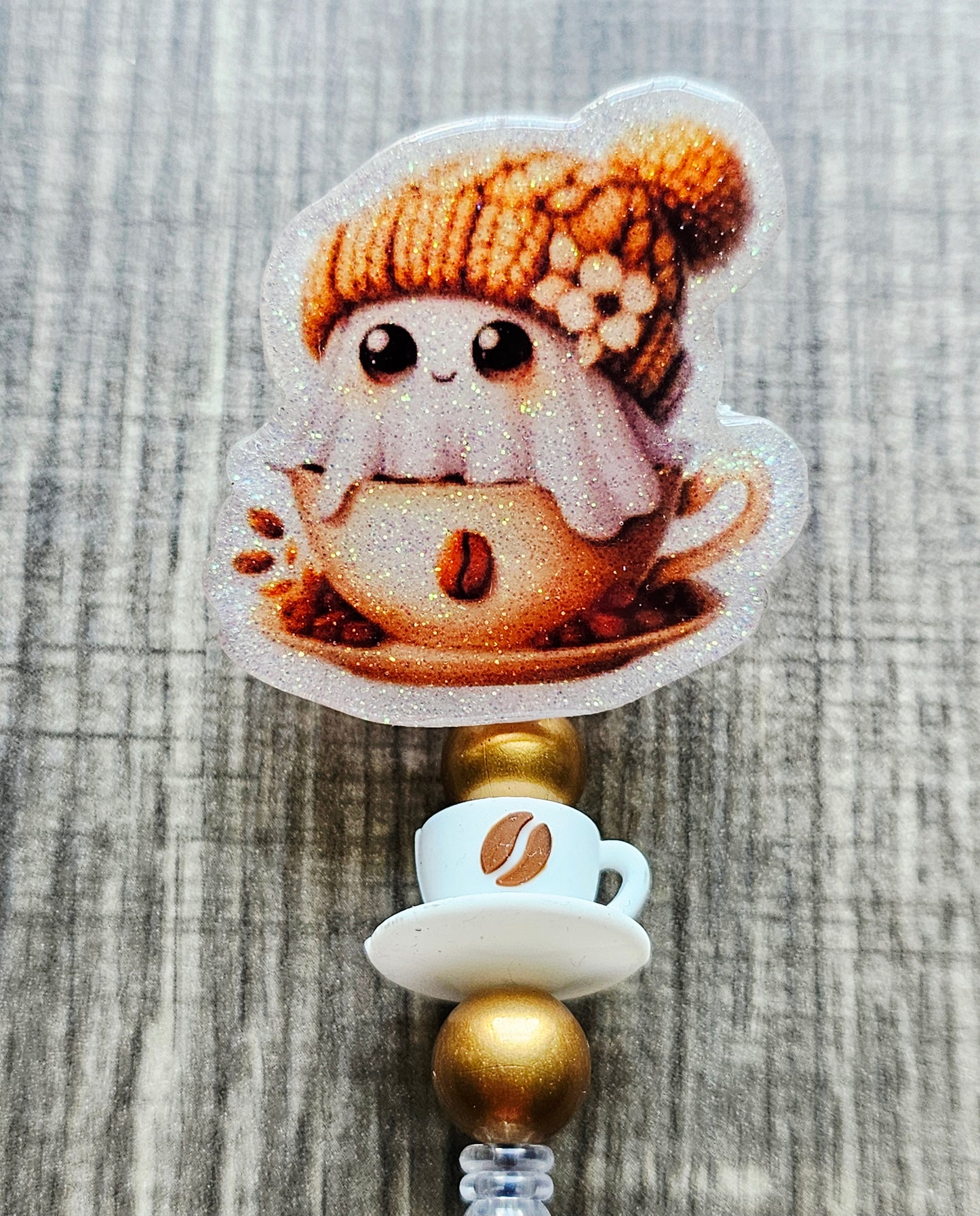 Cute Coffee Ghost Badge Reel | Fall & Halloween Themed Badge Reel