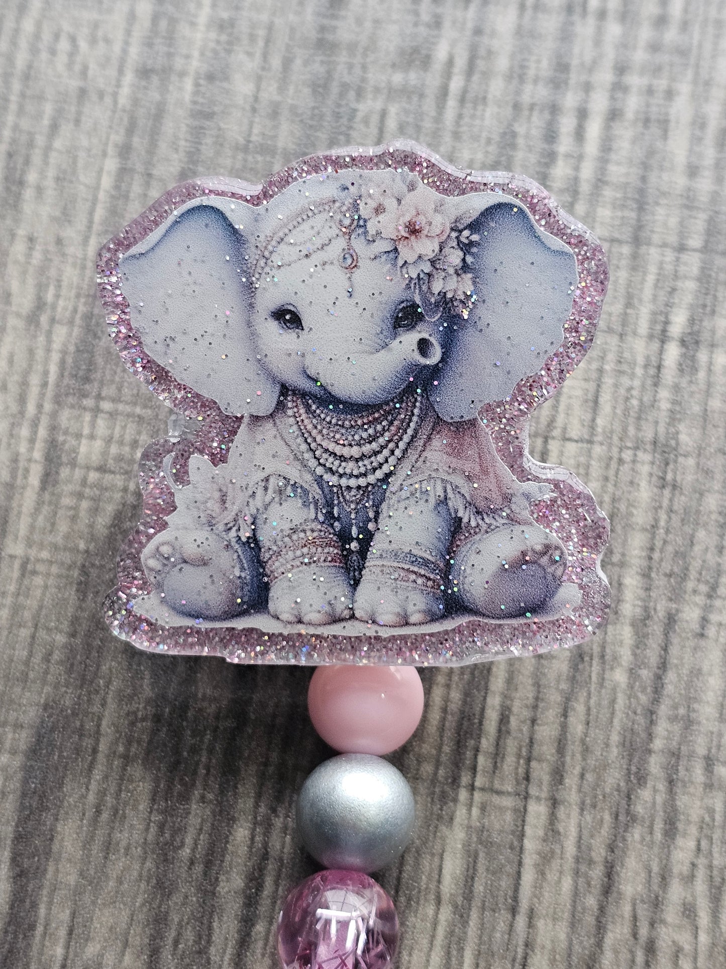 Jeweled Elephant Badge Reel
