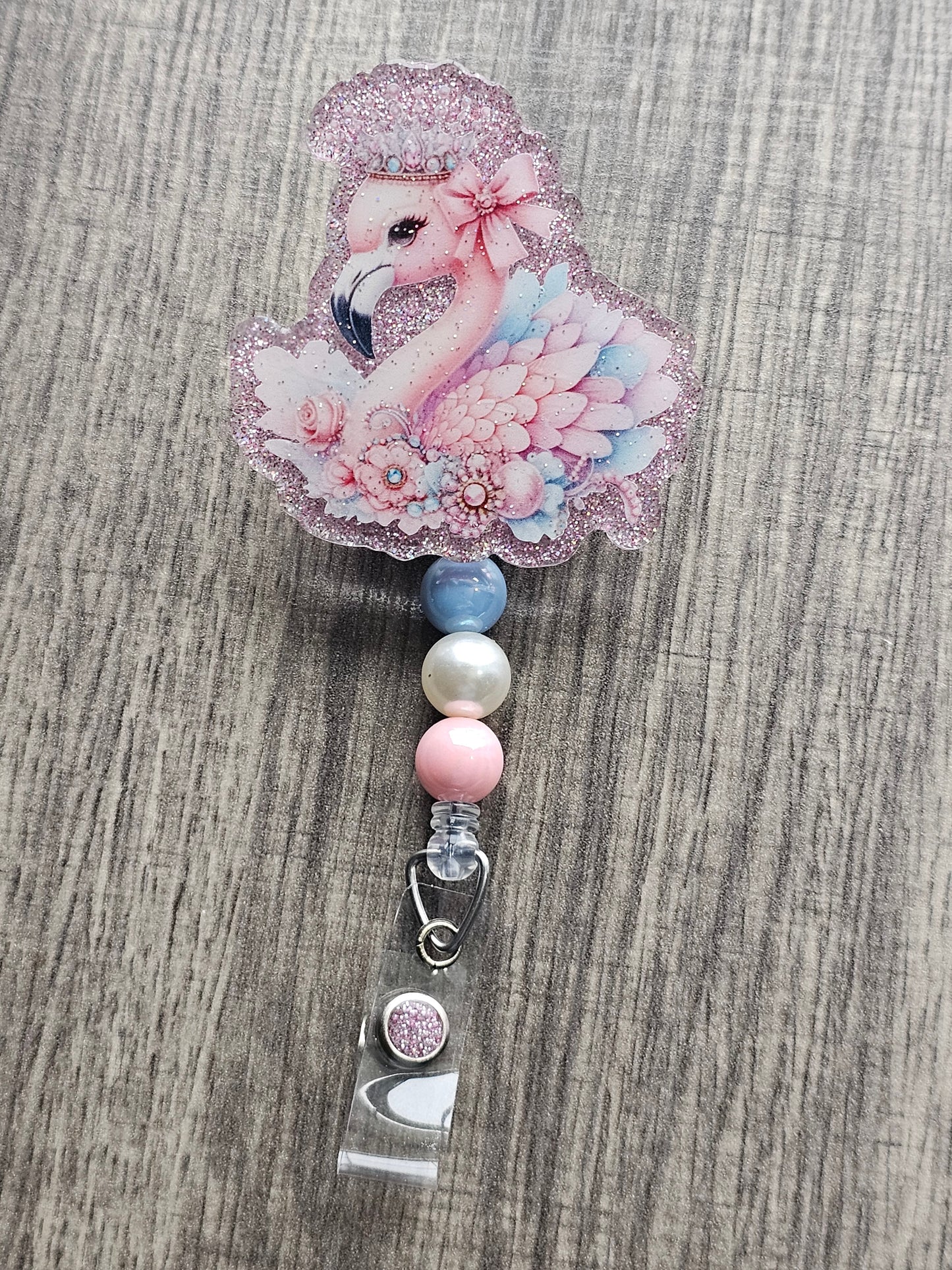 Crowned Flamingo Badge Reel