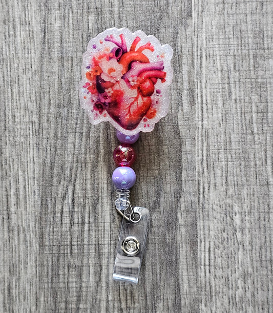 Floral Heart Retractable Badge Reel - Healthcare Gift