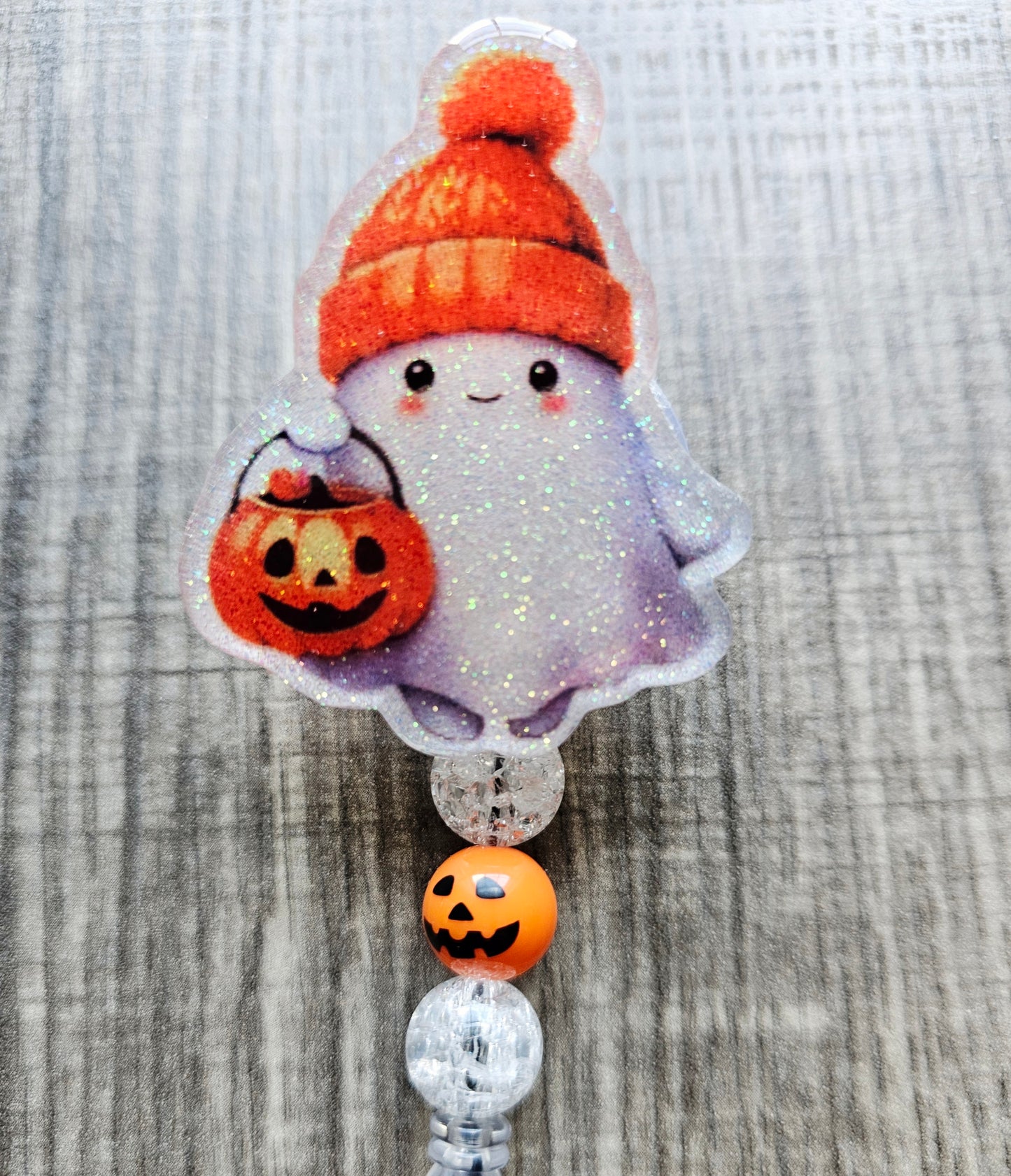 Halloween Ghost Badge Reel | Jack-O'-Lantern ID Holder