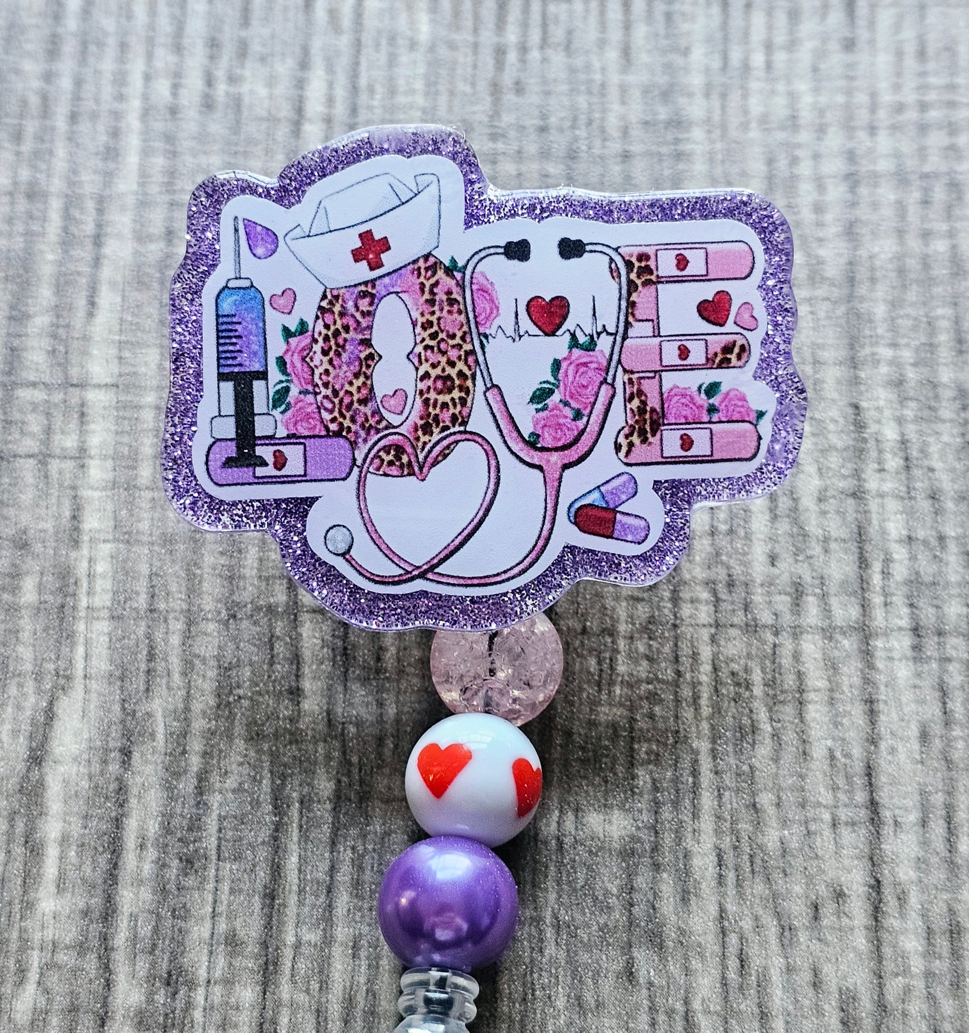 A valentine's Day Nurse Badge Reel