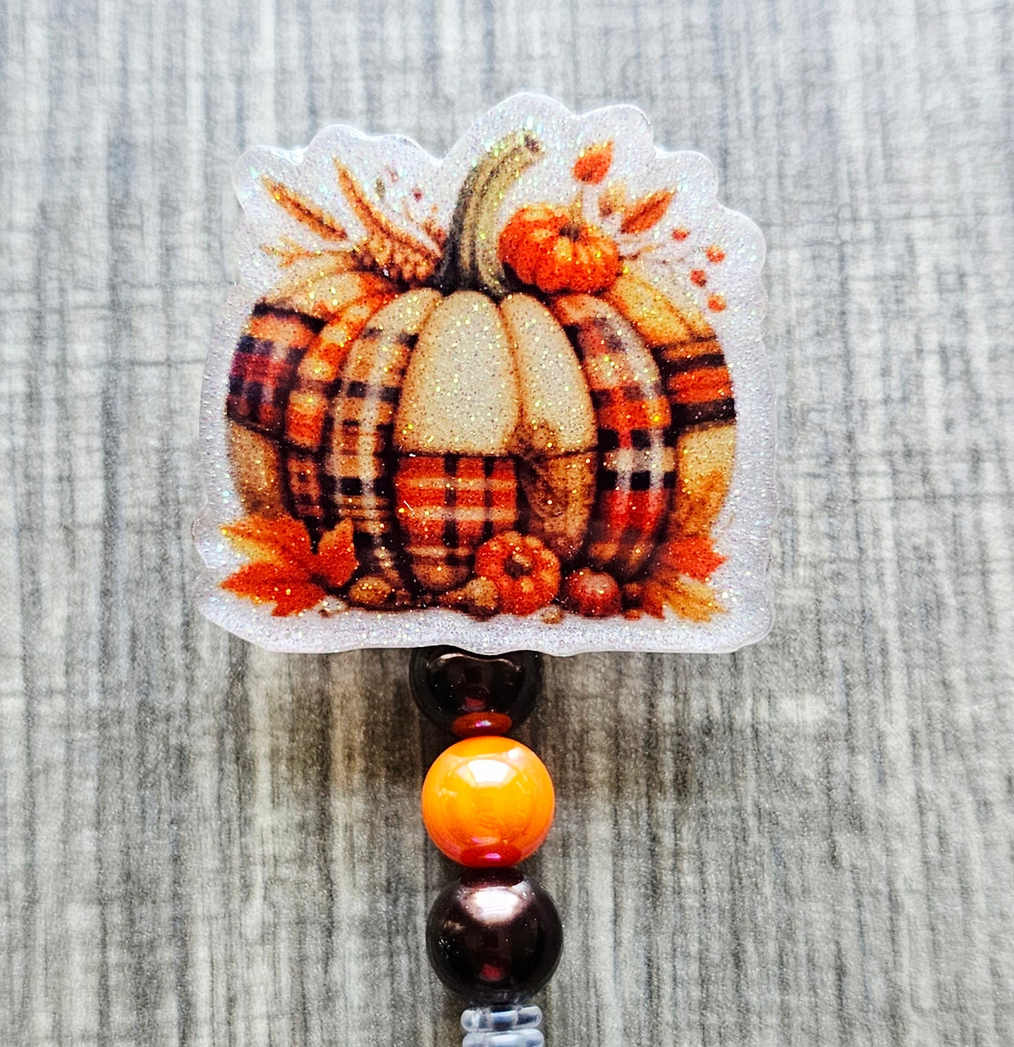 Plaid Pumpkin Badge Reel | Cute Fall ID Holder