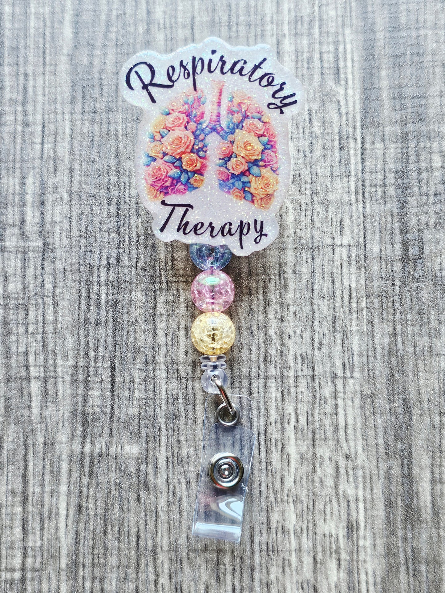 Respiratory Therapy Badge Reel | Floral Lungs RT Gift