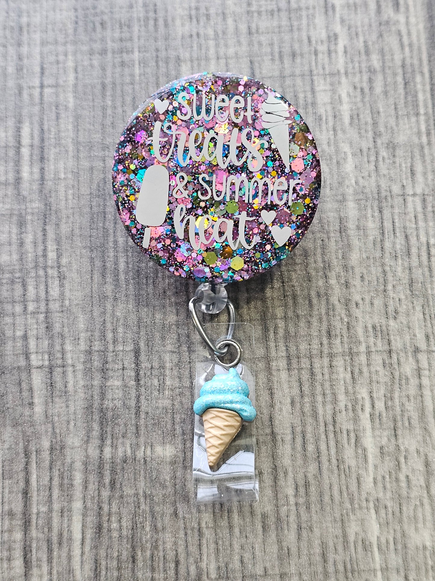 A Badge Reel with the statement sweet treats & Summer Heat