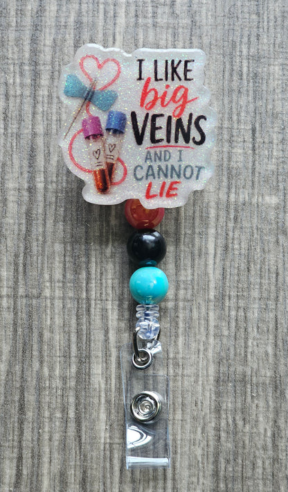 Cartoon graphic of blood collection tubes with the text "I LIKE BIG VEINS AND I CANNOT LIE".