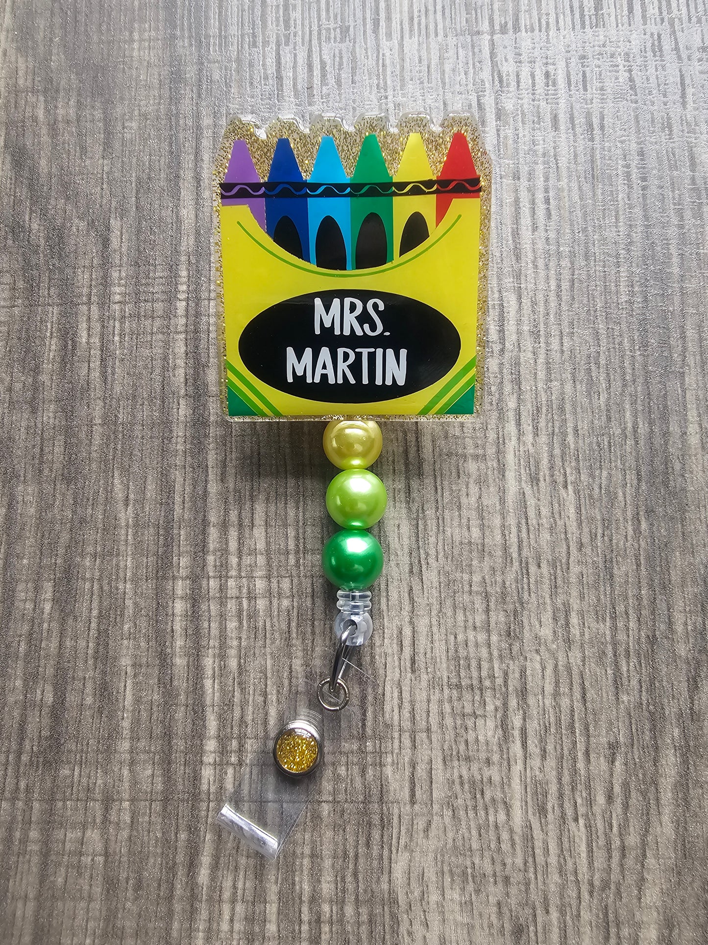 Personalized Crayon Box Badge reel