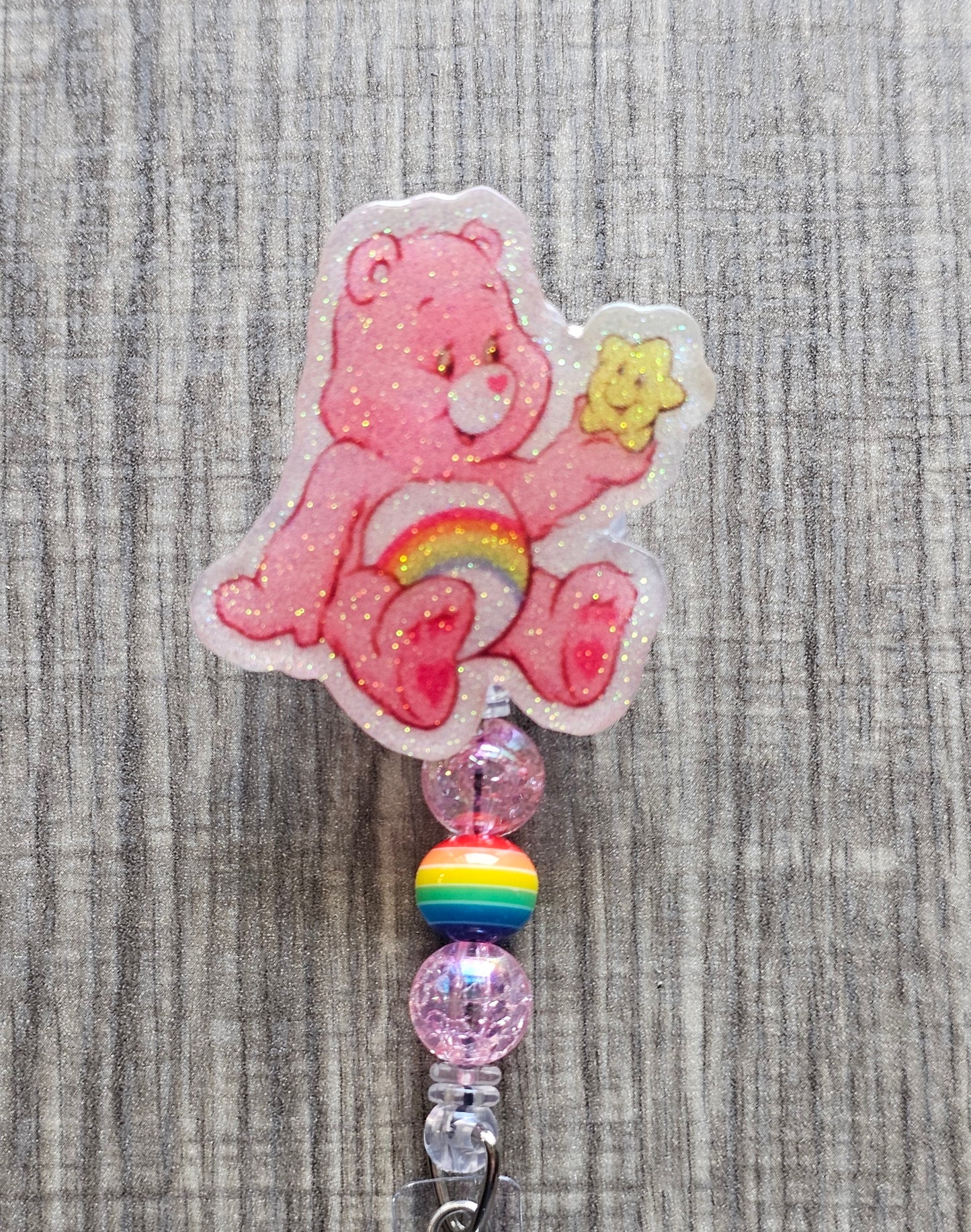 Cheer Care Bear Star Badge Reel - Cute ID Holder
