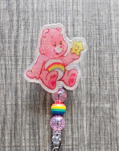 Cheer Care Bear Star Badge Reel - Cute ID Holder