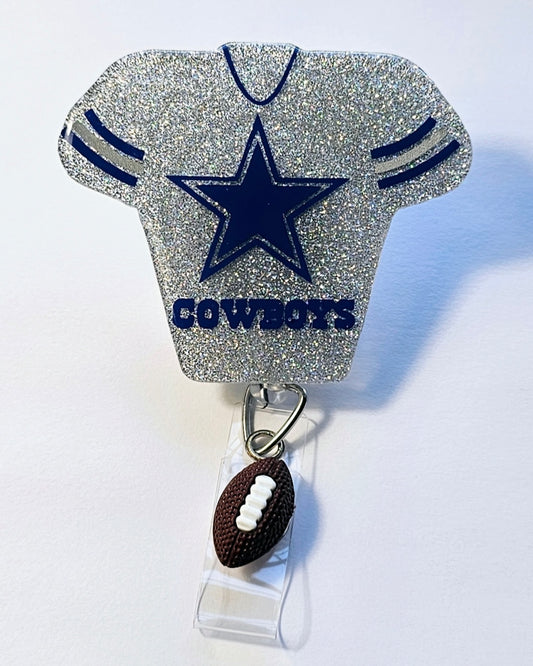 a cowboys football jersey badge reel