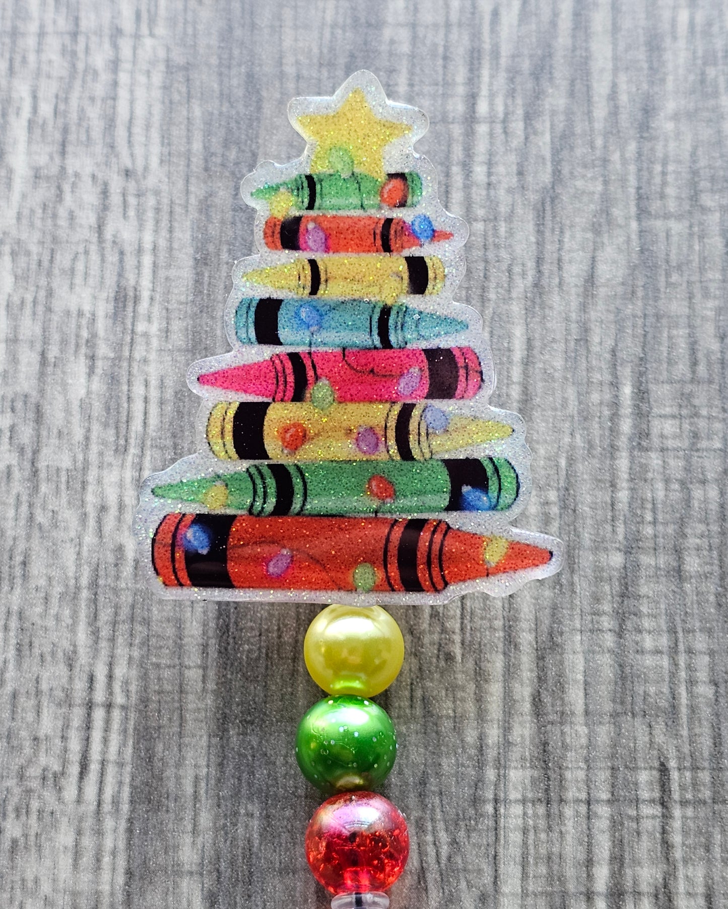 Crayon Christmas Tree Badge Reel