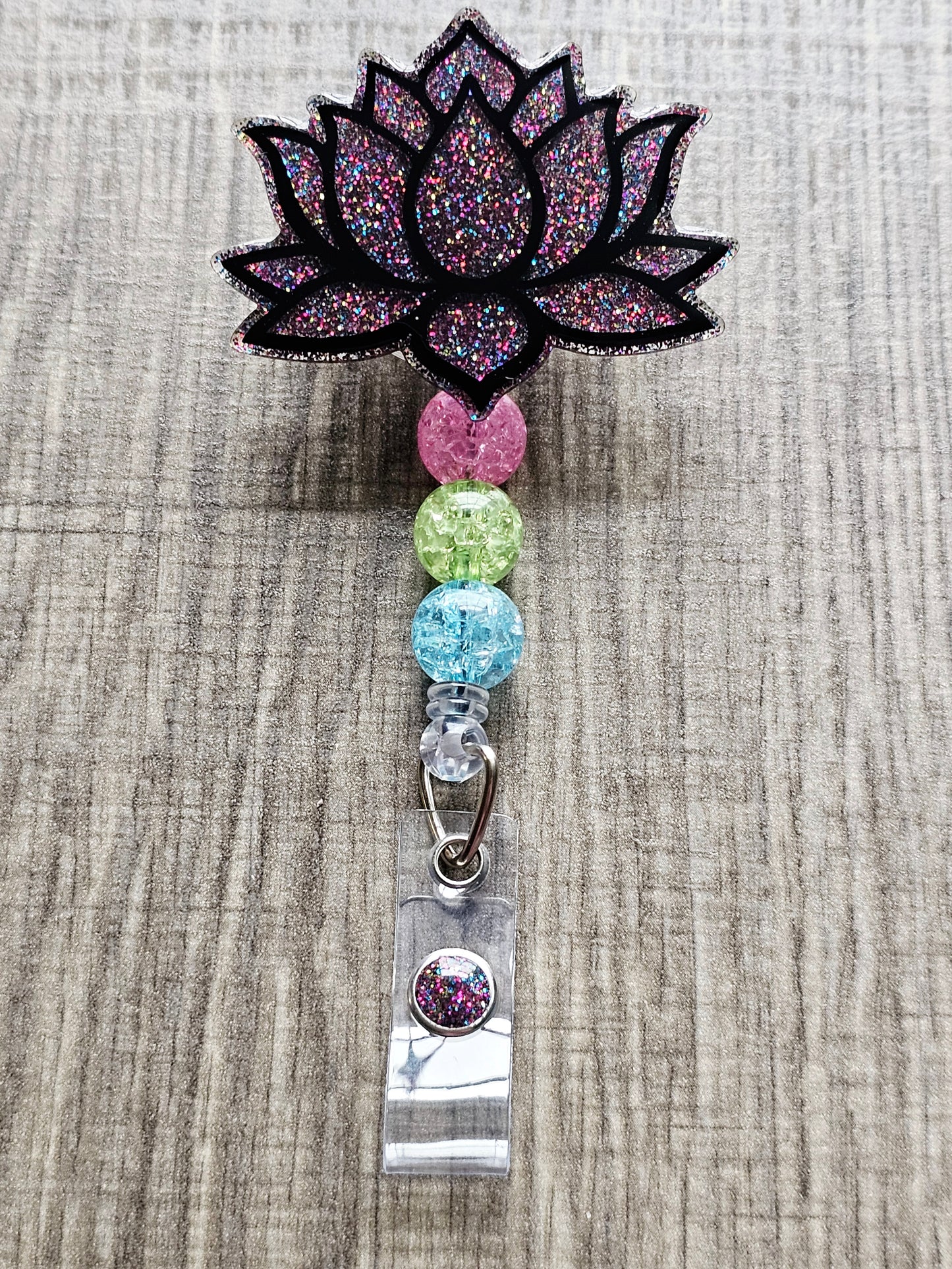 Pink Lotus Flower Badge Reel