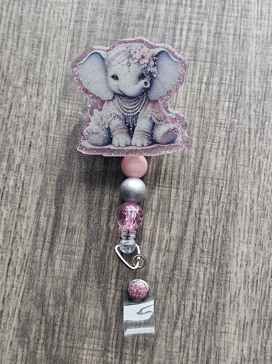 Jeweled Elephant Badge Reel