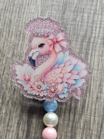 Crowned Flamingo Badge Reel