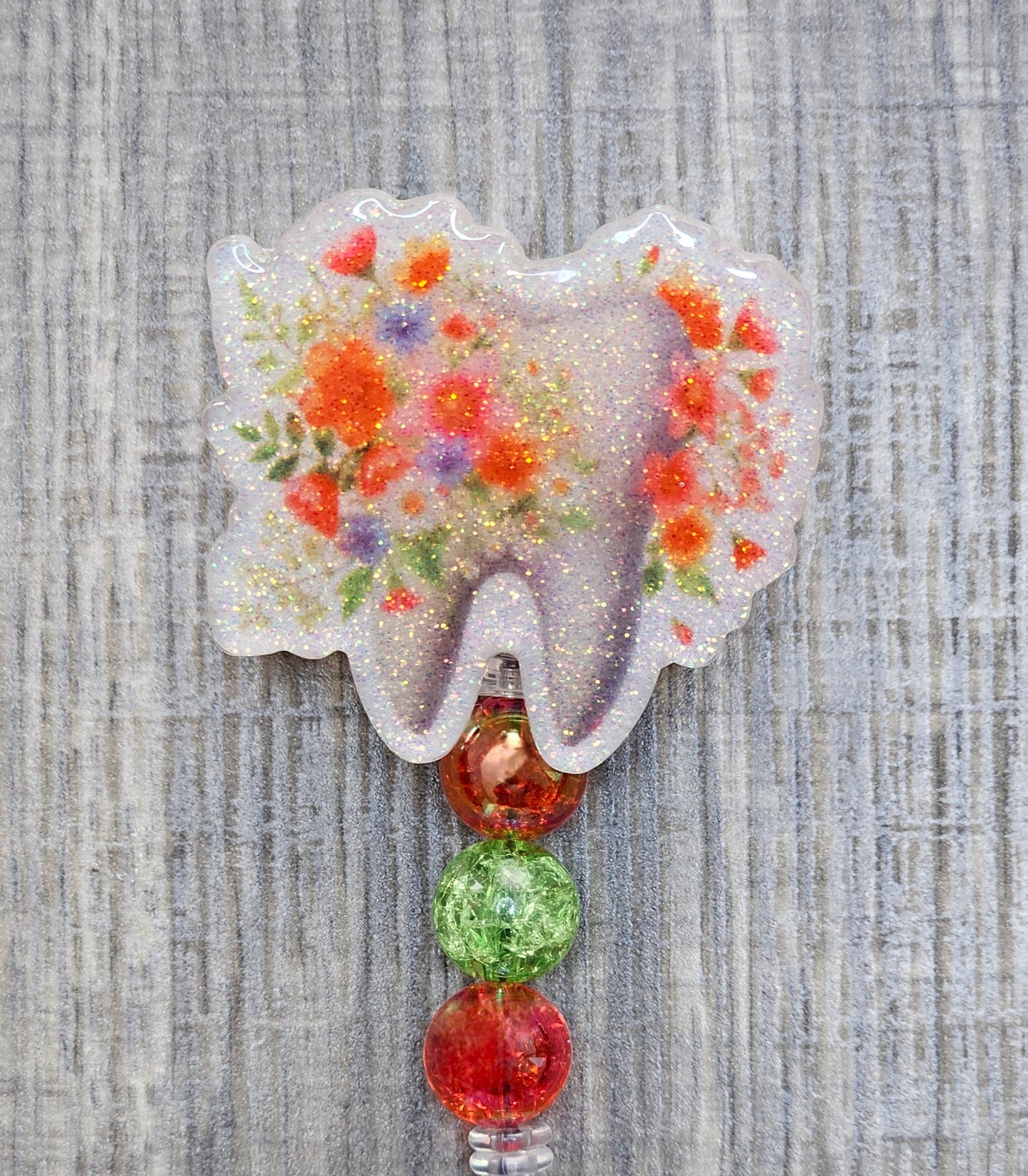 Floral Tooth Badge Reel | Cute Dental Professional Gift
