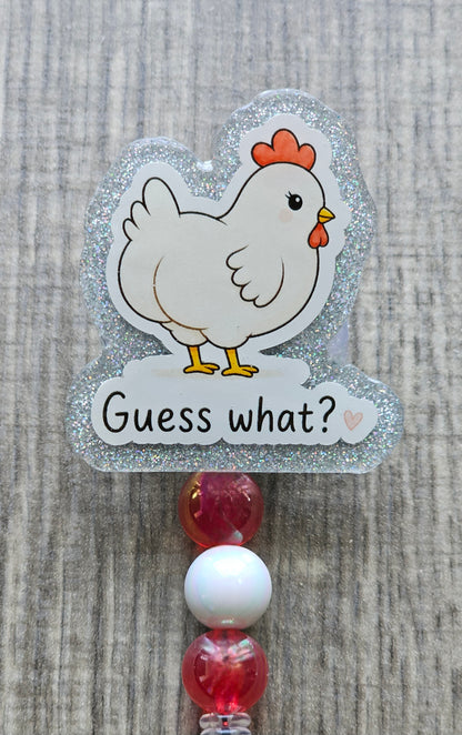 Guess What Chicken Butt Badge Reel | Funny ID Clip