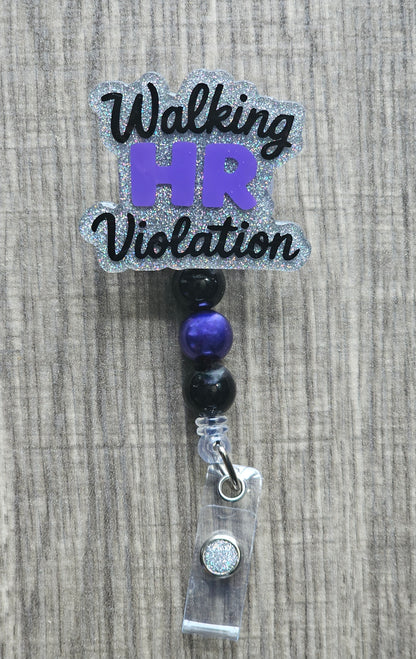 Bold, stylized text in black and purple reading "Walking HR Violation" on a white background.