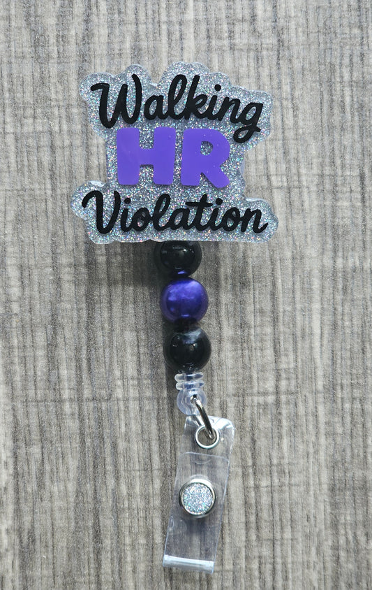 Bold, stylized text in black and purple reading "Walking HR Violation" on a white background.