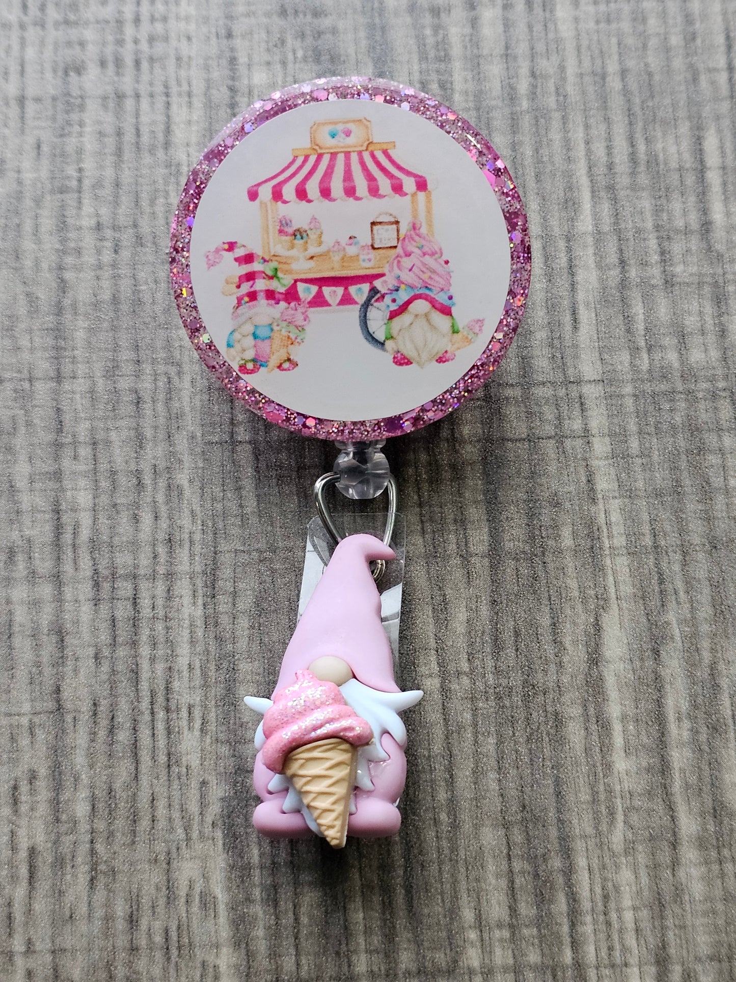 Gnome Ice Cream Cart Badge Reel