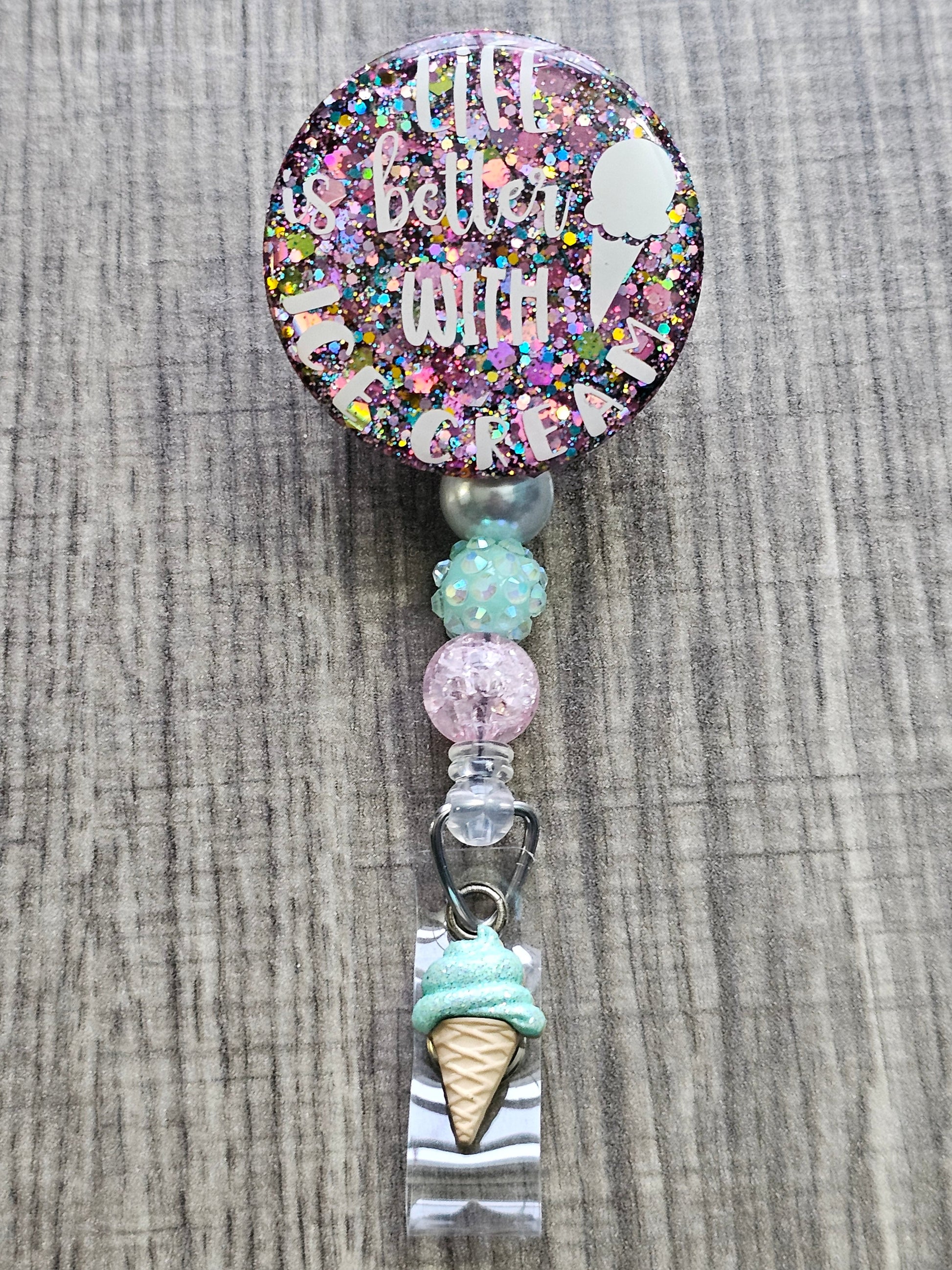  A Badge Reel with the statement Life is better with Ice cream