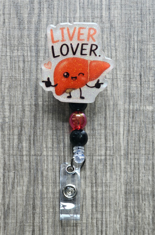 Liver Lover Badge Reel | Cute GI Nurse ID Holder
