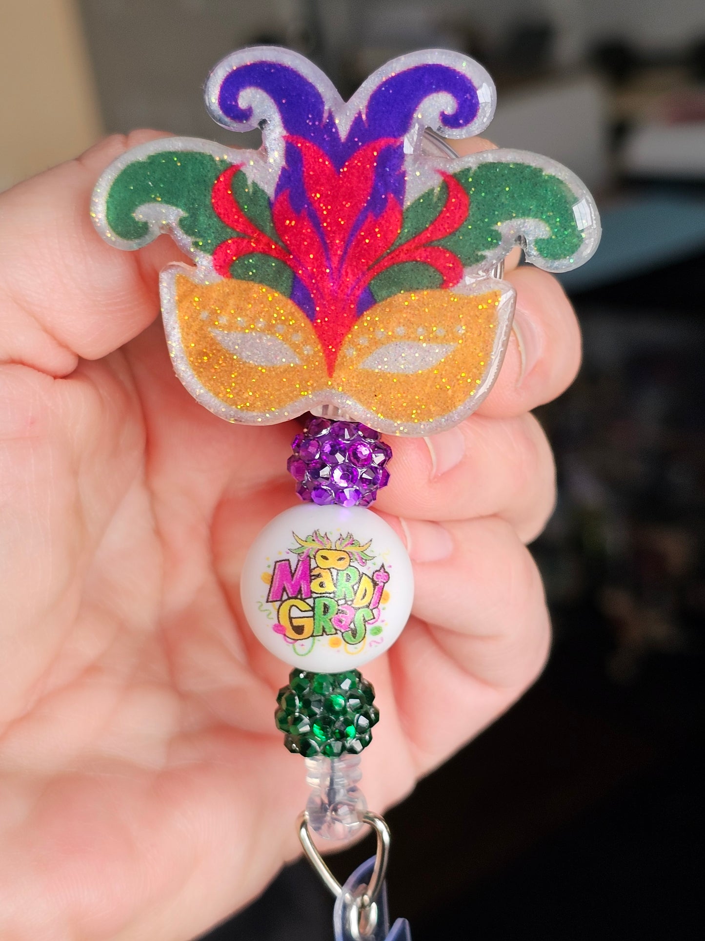 Mardi Gras Mask Badge Reel