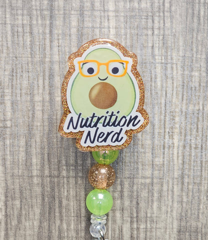 Nutrition Nerd Avocado Badge Reel | Dietitian ID Holder