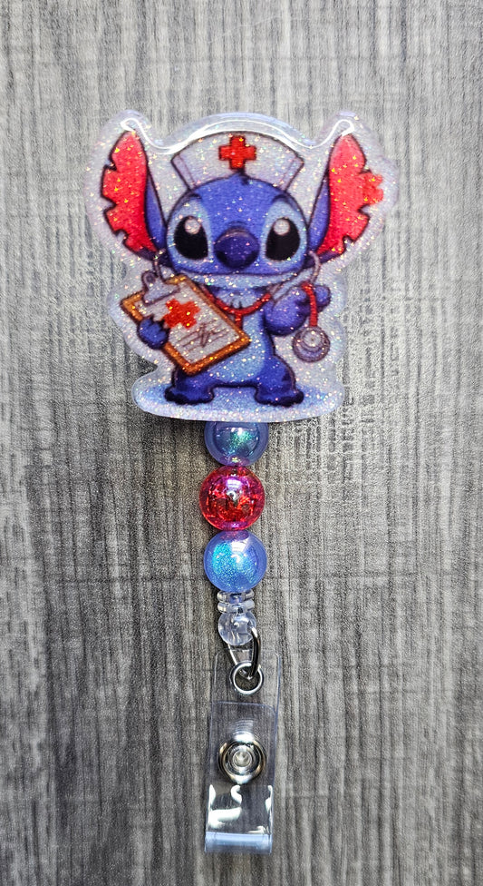 Nurse Stitch Retractable Badge Reel - Lilo & Stitch Badge Holder