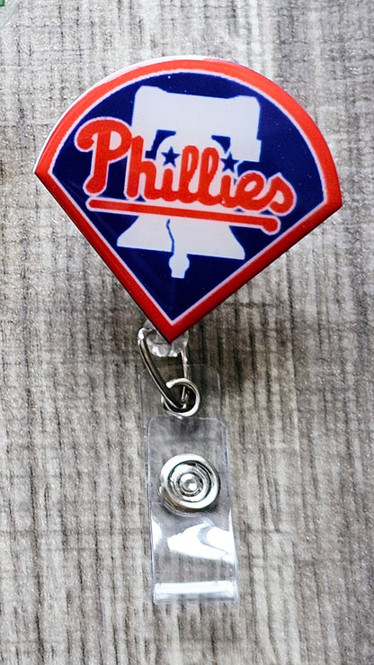 Phillies Baseball-Inspired Badge Reel [White Acrylic]