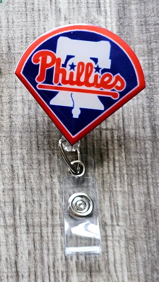 Phillies Baseball-Inspired Badge Reel [White Acrylic]