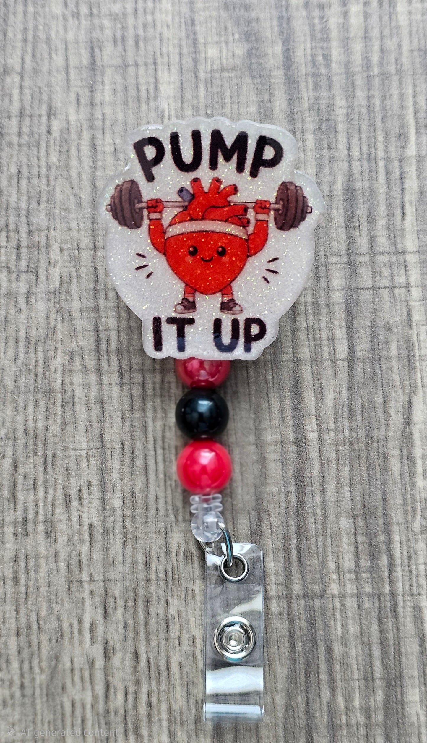 Cardiac Pump It Up Badge Reel | Funny Heart ID Holder