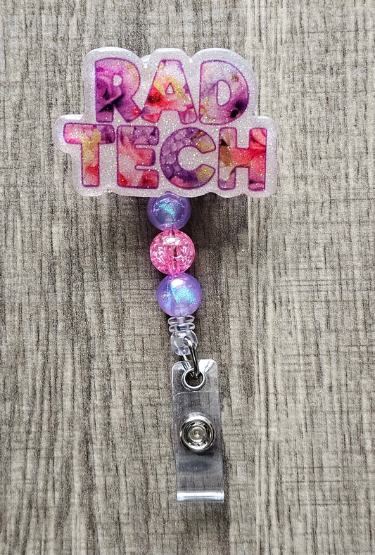 Rad Tech Floral Pattern Retractable Badge Reel