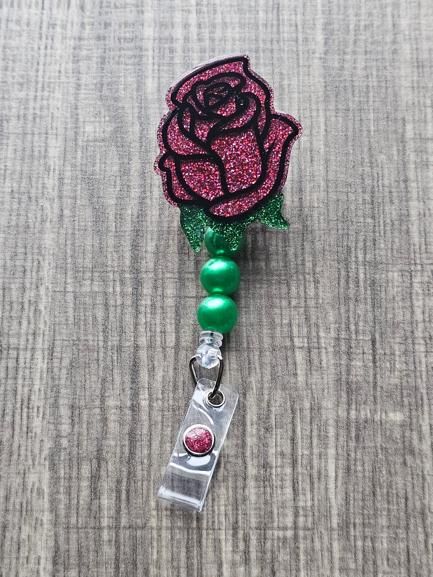 Sparkling Red Rose Badge Reel