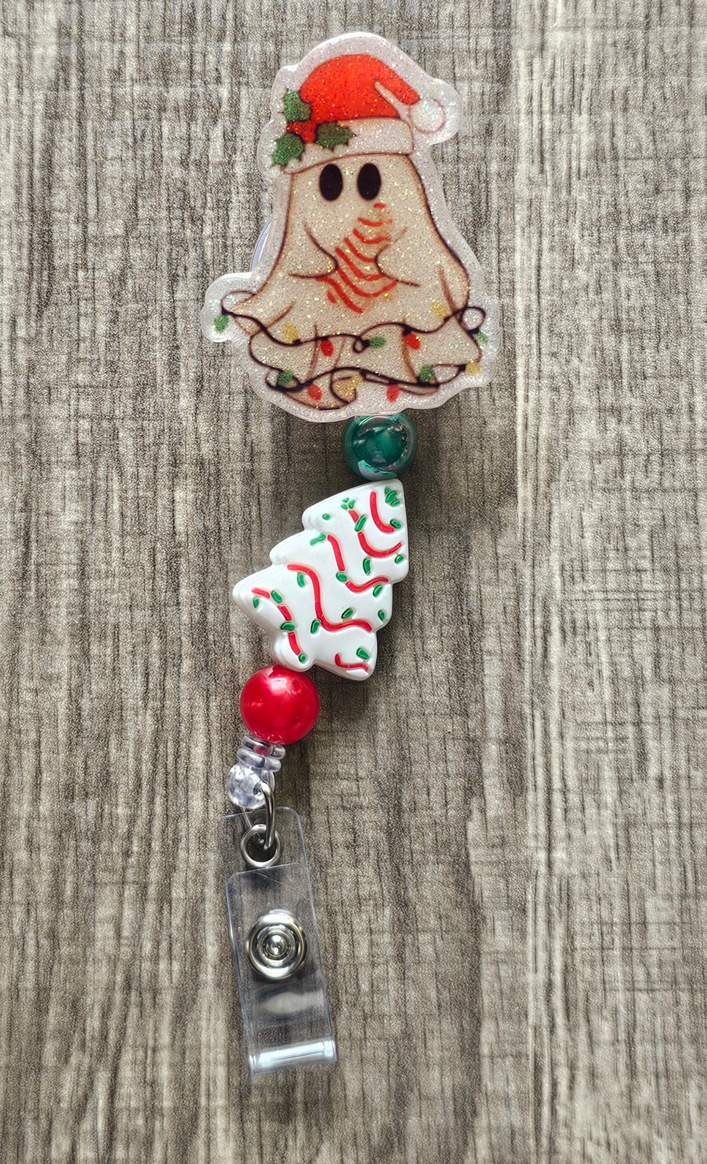 Little Debbie Festive Christmas Ghost Retractable Badge Reel