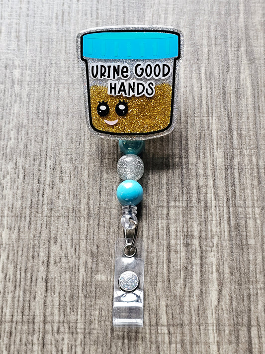 Urine Good Hands Badge Reel