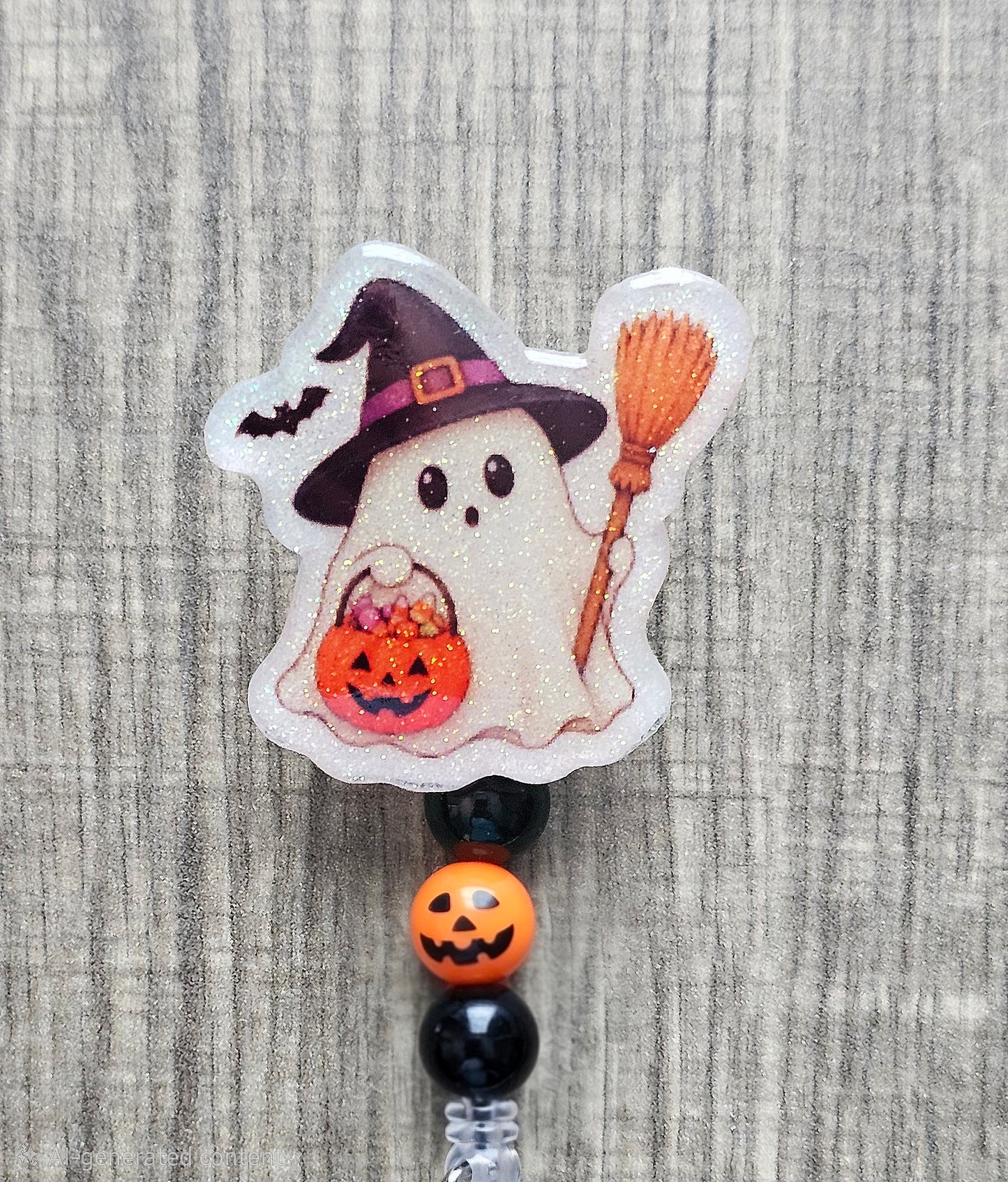 Cute Baby Ghost Witch Badge Reel | Halloween ID Holder