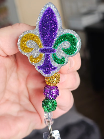 Mardi Gras Fleur de Lis Badge Reel